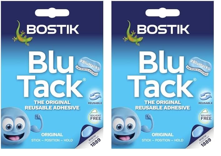Bostik Blu Tack Blue - Handy Size - Multipurpose Reusable Adhesive - Clean - Safe & Easy to Use - Non-Toxic