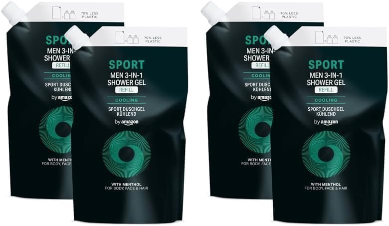 by Amazon Men Sport 3in1 Shower Gel Refill, 2 x 1000ml (Pack of 2)