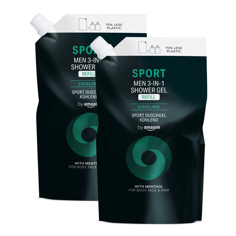 by Amazon Men Sport 3in1 Shower Gel Refill, 2 x 1000ml (Pack of 2)
