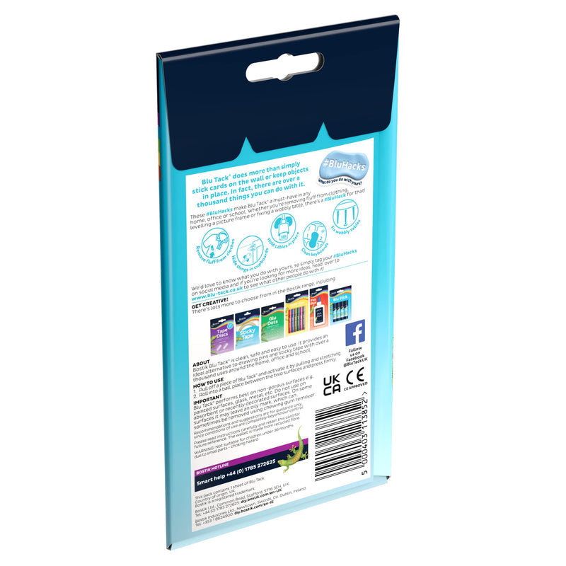 Bostik Blu Tack Blue - Handy Size - Multipurpose Reusable Adhesive - Clean - Safe & Easy to Use - Non-Toxic